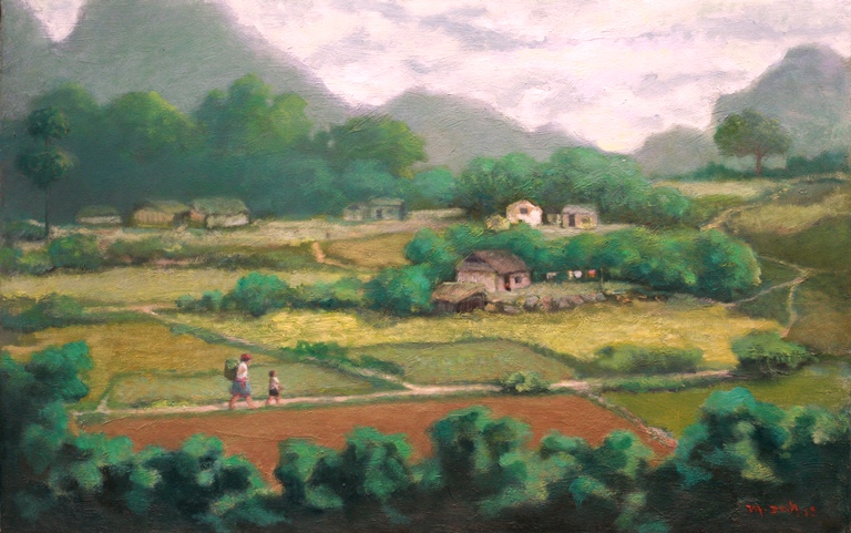 Lolo Village, 67x106cm, Oil on canvas, 2013